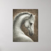 手描きの白馬の肖像画 キャンバスプリント (正面)