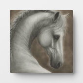 手描きの白馬の肖像画 フォトプラーク (正面)
