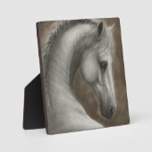 手描きの白馬の肖像画 フォトプラーク (正面)