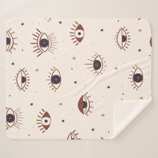 手描きの瞳は神秘的な継ぎ目のない模様。イビル・イ シェルパブランケット (正面(横))