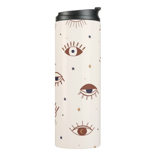 手描きの瞳は神秘的な継ぎ目のない模様。イビル・イ タンブラー (回転左)