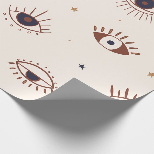 手描きの瞳は神秘的な継ぎ目のない模様。イビル・イ ラッピングペーパー (角)