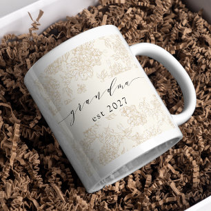 手描きの祖母のスタイリッシュな花柄 コーヒーマグカップ