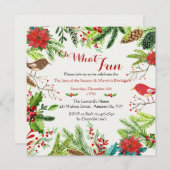 手描きの祝日の誕生日パーティーの招待 招待状 (正面/裏面)