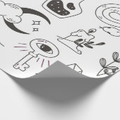 手描きの神秘的な入れ墨、ヴィンテージバッジd ラッピングペーパー (角)