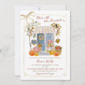 手描きの秋のオータムパンプキン ブライダルシャワー 招待状 (正面)