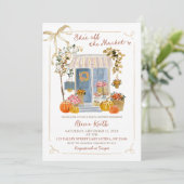 手描きの秋のオータムパンプキン ブライダルシャワー 招待状 (スタンド正面)