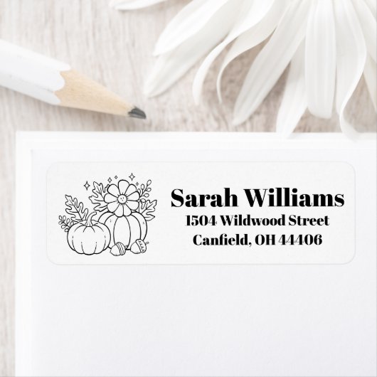 手描きの秋のカボチャの葉 ラベル (インサイチュ)