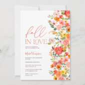 手描きの秋の恋愛 ブライダルシャワー 招待状 (正面)