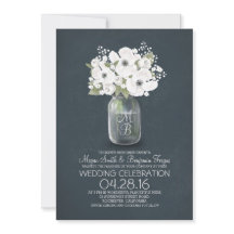 手描きの素朴なウェディング招待状 花瓶のマスンジャー