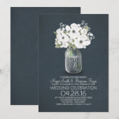 手描きの素朴なウェディング招待状 花瓶のマスンジャー 招待状 (正面/裏面)