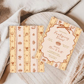 手描きの素朴なフレンドギブィング・ポットラック・ディナー 招待状