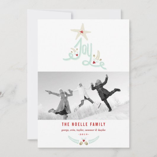 手描きの素朴な喜びのカリグラフィー植物写真 シーズンカード (正面)