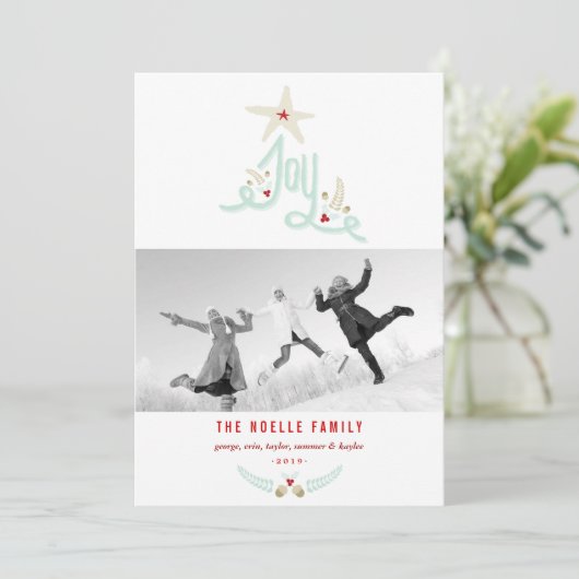 手描きの素朴な喜びのカリグラフィー植物写真 シーズンカード (スタンド正面)