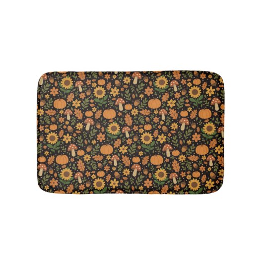 手描きの素朴な秋のパターンバスマット バスマット (正面)