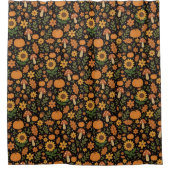 手描きの素朴な秋のパターン シャワーカーテン (正面)