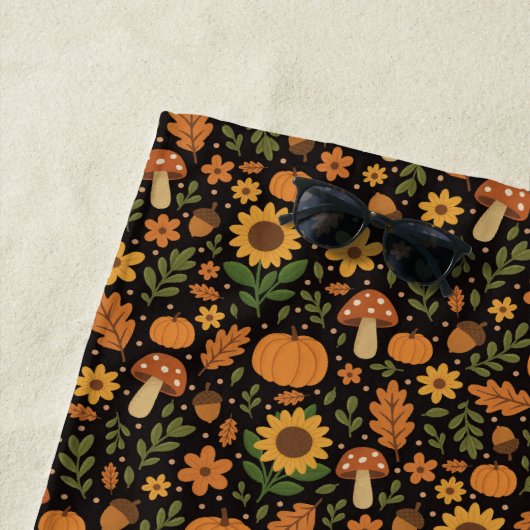 手描きの素朴な秋のパターン ビーチタオル (インサイチュ)