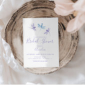 手描きの紫と青のトンボのデザインが特徴の結婚前お披露目パーティー ポストカード