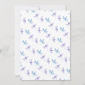 手描きの紫と青のトンボのデザインが特徴の結婚前お披露目パーティー 招待状 (裏面)