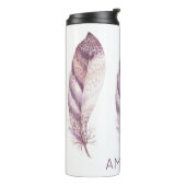 手描きの紫色およびピンクの水彩画の羽 タンブラー (回転左)