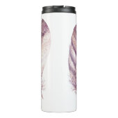 手描きの紫色およびピンクの水彩画の羽 タンブラー (裏面)