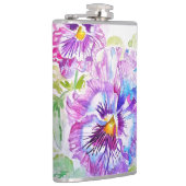 手描きの紫色のパンジーの花のフラワー フラスク (右)