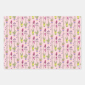 手描きの紫色のラン花柄包装紙セット ラッピングペーパーシート (正面3)