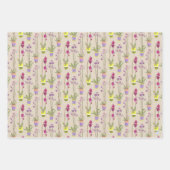 手描きの紫色のラン花柄包装紙セット ラッピングペーパーシート (正面)