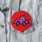 手描きの紫色の車のイラスト 缶バッジ (インサイチュ)