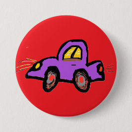 手描きの紫色の車のイラスト 缶バッジ