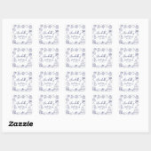 手描きの紺碧の色調にファンシーなデザインのブライダルシャワー スクエアシール (シート)