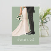 手描きの結婚イラスト 招待状 (スタンド正面)