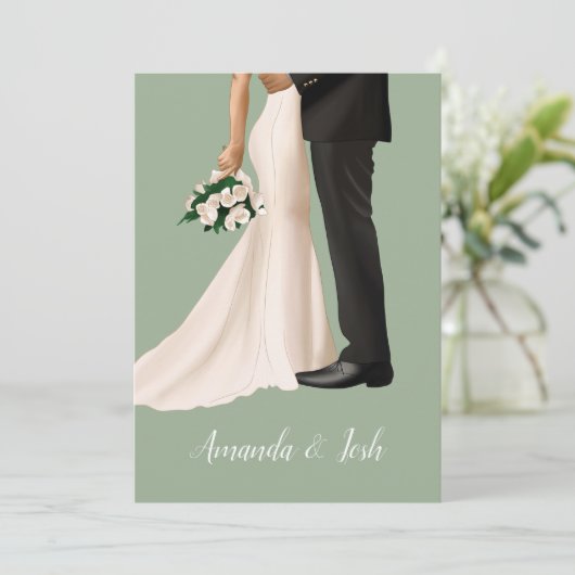 手描きの結婚イラスト 招待状 (スタンド正面)