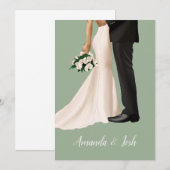 手描きの結婚イラスト 招待状 (正面/裏面)