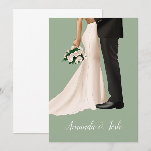 手描きの結婚イラスト 招待状 (正面/裏面)