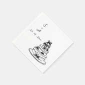 手描きの結婚式のケーキ ウェディング スタンダードカクテルナプキン (角)