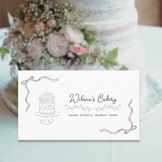 手描きの結婚式のケーキ バカリー ビジネス 名刺