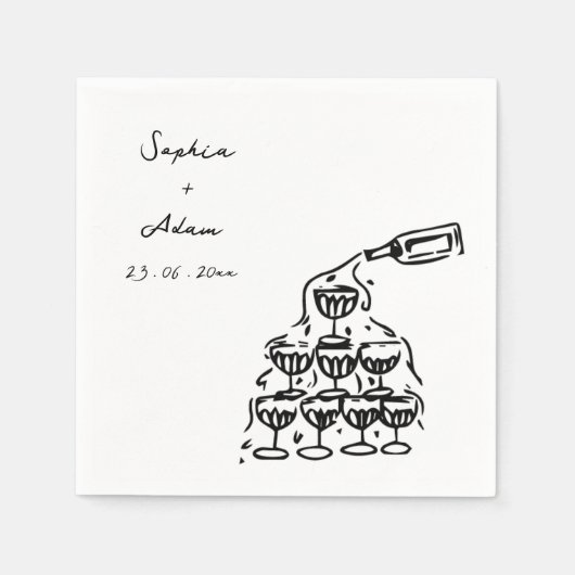 手描きの結婚式の愛を讃えて スタンダードカクテルナプキン (正面)