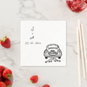 手描きの結婚式の車 スタンダードカクテルナプキン (インサイチュ)