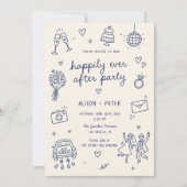 手描きの結婚式パーティー招待状 招待状 (正面)