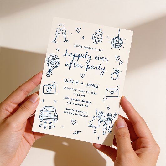 手描きの結婚式パーティー招待状 招待状