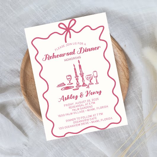 手描きの結婚式リハーサルディナー    招待状