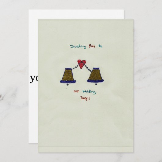 手描きの結婚式招待状カード 招待状 (正面/裏面)