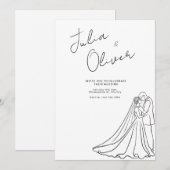 手描きの結婚式招待状 ミニマルな結婚式 セーブザデート (正面/裏面)