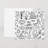 手描きの結婚式 ウェディング チャペル噴水 招待状 (正面/裏面)