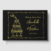 手描きの結婚式 ゴールド ゲストブック (正面)