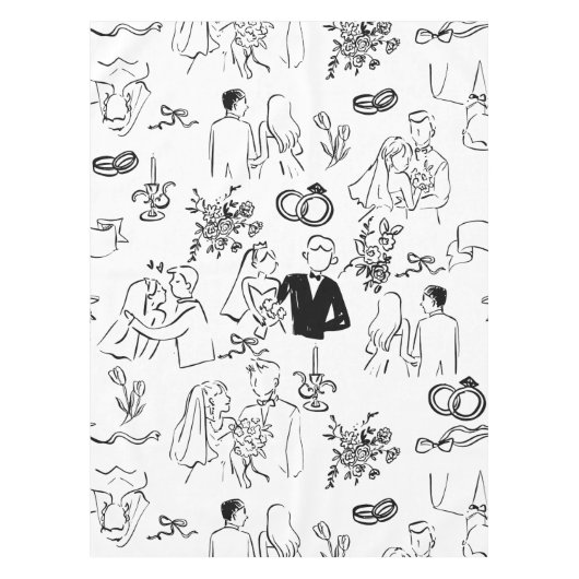 手描きの結婚式 プロポーズ テーブルクロス (正面)