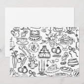 手描きの結婚式 ヴィーガン  ベジタリアン 招待状 (正面/裏面)