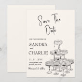 手描きの結婚式 Save The Date テンプレート (正面/裏面)