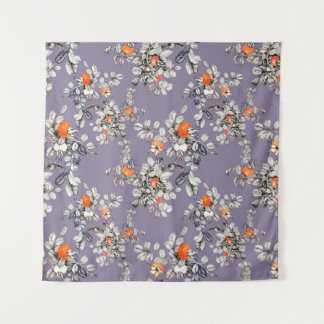 手描きの継ぎ目のない模様で枝と実を描く タペストリー